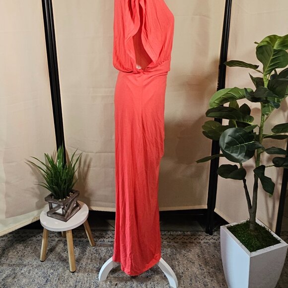 NWT Free People Lakeside Ruched Slit Dress Color Bella Rose Size Large - Picture 3 of 12